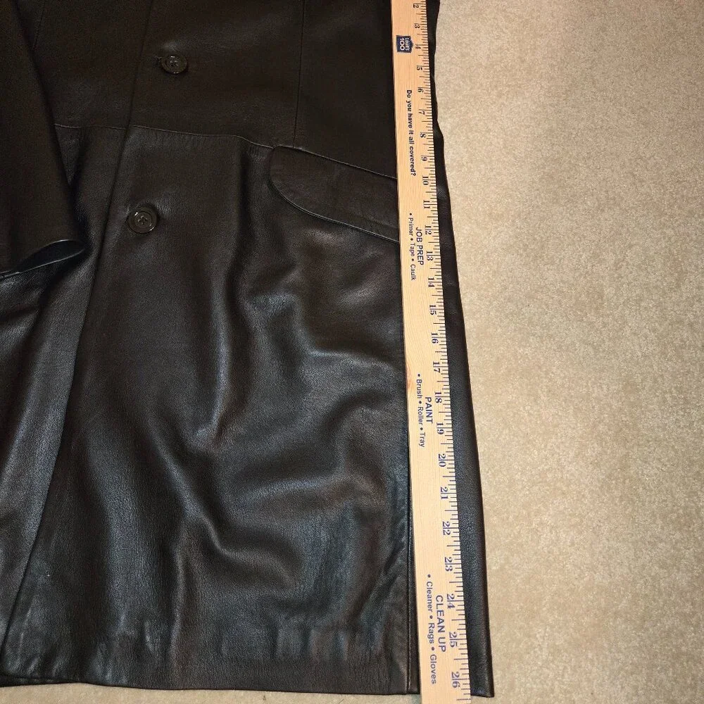 Vera Pelle Made in Italy Men's Black Leather Top Coat Size‎ 38/52 Fully Lined